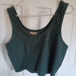 3X$30 Madewell Women Top Green Checkered SZ L Good Conditions